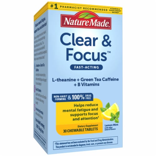 Nature Made® Clear & Focus Lemon Mint Chewable Tablets Perspective: front