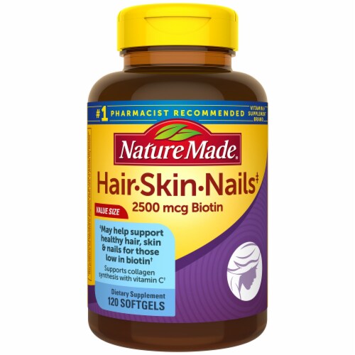 Nature Made® Hair Skin Nails Biotin Softgels 2500mcg Perspective: front