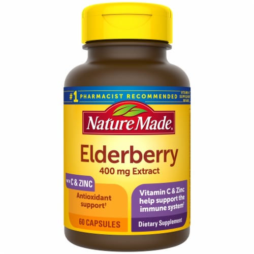 Nature Made® Vitamin C & Zinc Elderberry Capsules 400mg Perspective: front