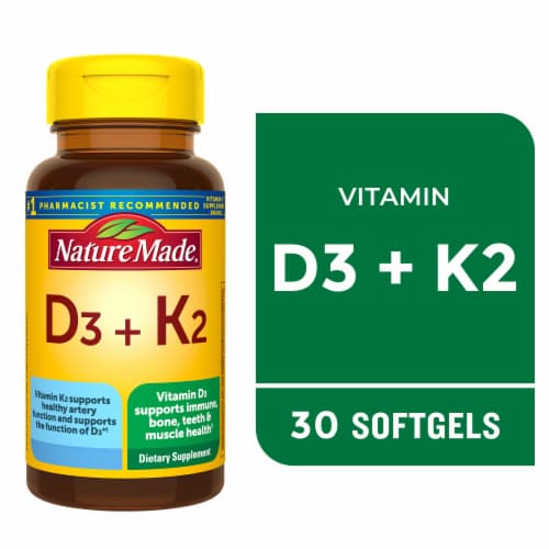 Nature Made® Vitamin D3 + K2 Softgels, 30 ct - King Soopers