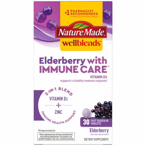 Nature Made® WellBlends™ Elderberry With ImmuneCare™ Tablets Perspective: front