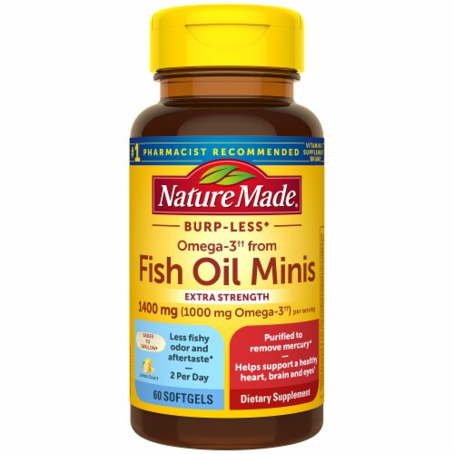 Nature Made® Burp-Less Extra Strength Fish Oil Minis Softgels Perspective: front
