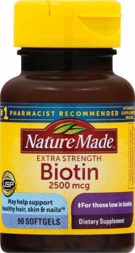 Nature Made Biotin Dietary Supplement Liquid Softgels 2500 mcg Perspective: front