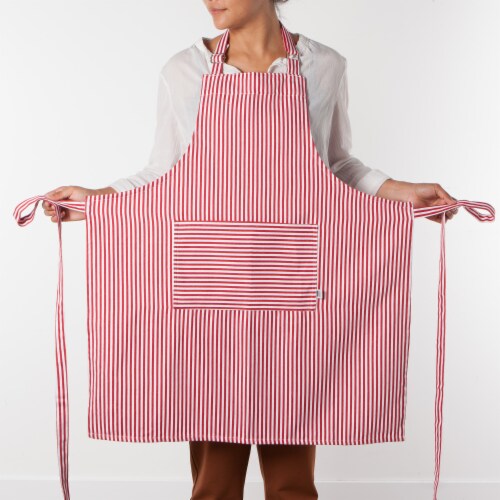 Now Designs Red Stripe Unisex Kitchen Apron with Adjustable Strap Perspective: front