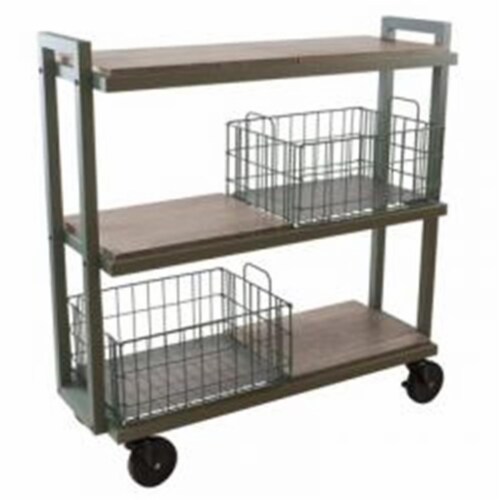 Atlantic Narrow Large Metal and Wire Cart System 3-Tier in Green Perspective: front