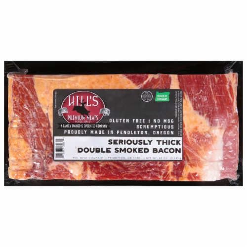 Hill's Premium Meats Seriously Thick Double Smoked Bacon Perspective: front