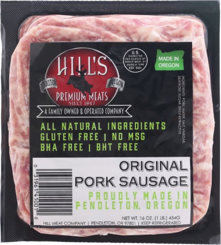Hill’s Premium Meats Original Pork Sausage Perspective: front