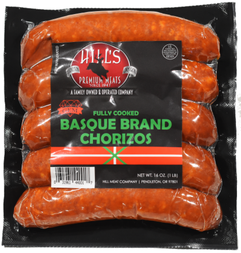 Hill's Premium Meats Fully Cooked Basque Brand Chorizo Perspective: front
