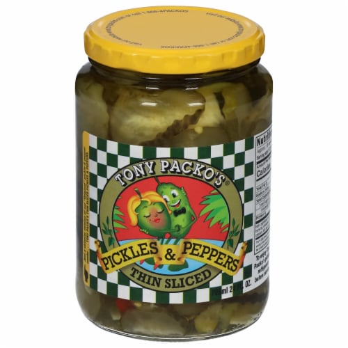 Tony Packo's Thin Sliced Pickles & Peppers Perspective: front