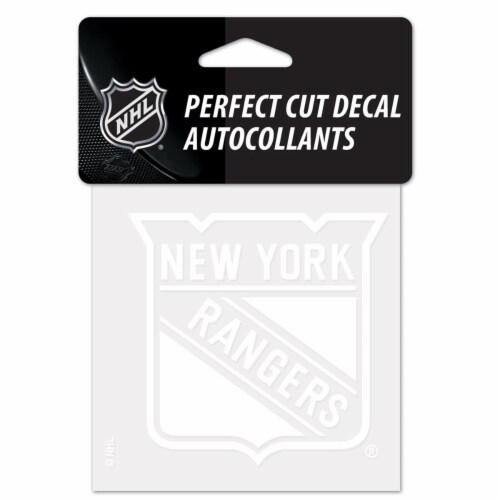 New York Rangers Decal 4x4 Perfect Cut White Special Order Perspective: front