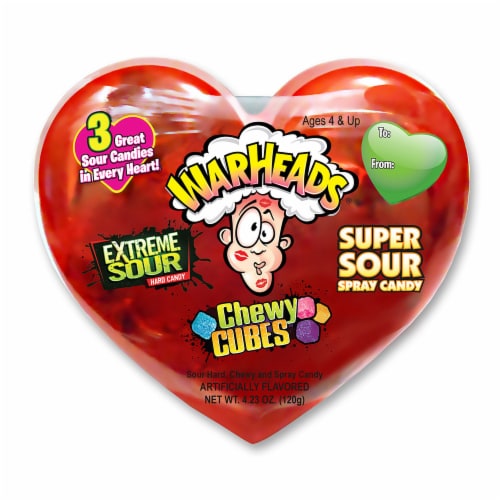 Warheads Sour Heart Scrambler Spray Candy Perspective: front