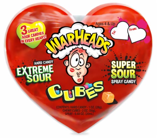 Warheads Sour Scrambler Hearts Sour Candy Valentine Perspective: front