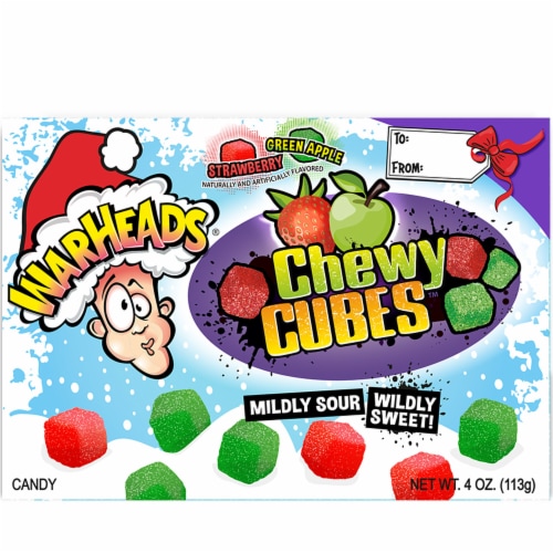 Warheads Chewy Cubes Christmas Candy Perspective: front