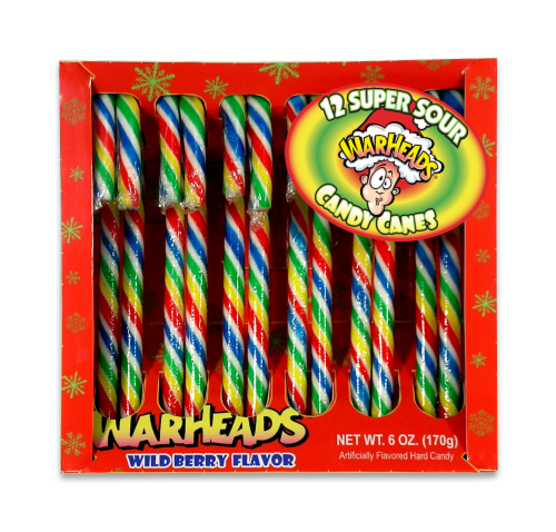 Warheads Super Sour Candy Canes Perspective: front