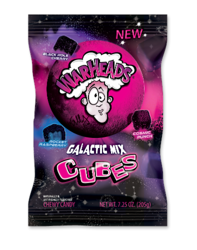 Warheads® Galactic Mix Cubes Chewy Candy Perspective: front