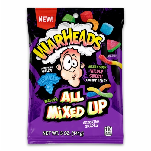 Warheads All Mixed Up Assorted Shapes Chewy Candy Perspective: front