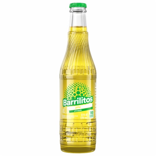Barrilitos Pineapple Soda Glass Bottle Perspective: front