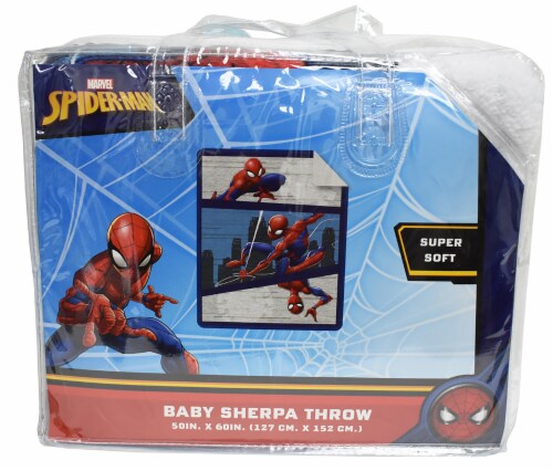VM International Marvel Spiderman Baby Sherpa Throw Blanket Perspective: front