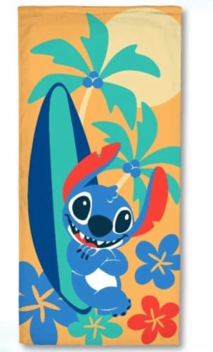 Disney Lilo and Stitch - Surfer Riso Sunset Beach Towel Perspective: front