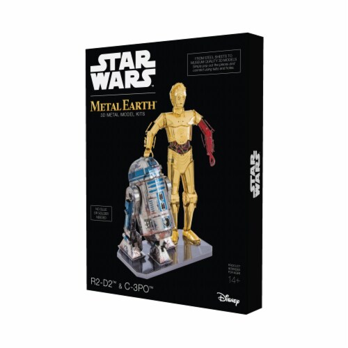 Fascinations Metal Earth Star Wars R2-D2 & C-3PO 3D Metal Model Kit Perspective: front
