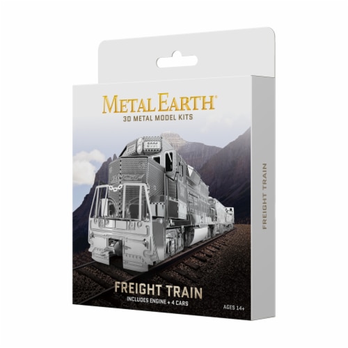 Fascinations Metal Earth Freight Train 3D Metal Model Kit Perspective: front