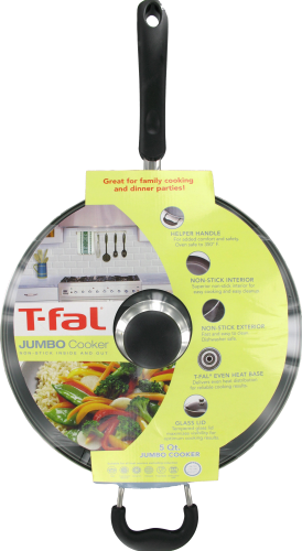 T-Fal Jumbo Cooker with Lid - 2 Piece - Black - 5 Quart Perspective: front