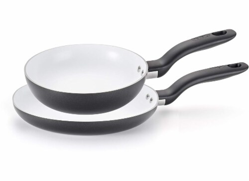 T-fal Initiatives Ceramic Fry Pan Set - Black/White Perspective: front