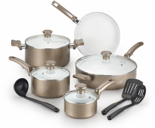 T Fal Ceramic Chef Cookware Set Bronze White 12 Pc Kroger