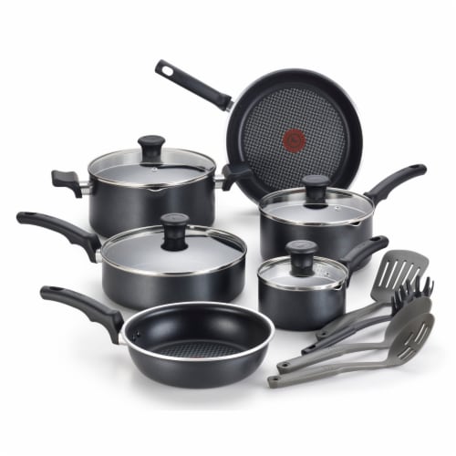 T-fal Comfort Cookware Set Non Stick - Black Perspective: front