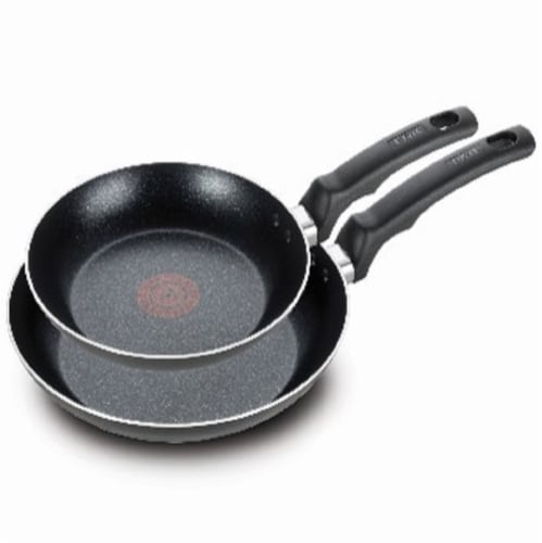 T-fal® Essentials Frying Pan 8/10 Inch Set Non Stick - Black Perspective: front