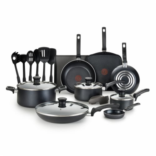 T-fal Essentials Cookware Set - Black Perspective: front