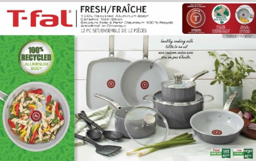 T-fal® Fresh Ceramic Non-Stick Cookware Set Perspective: front