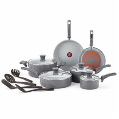 T-Fal Recycled Ceramic Cookware Set - Gray Perspective: front