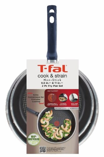 T-fal® Cook & Strain Non-Stick Frying Pan Perspective: front