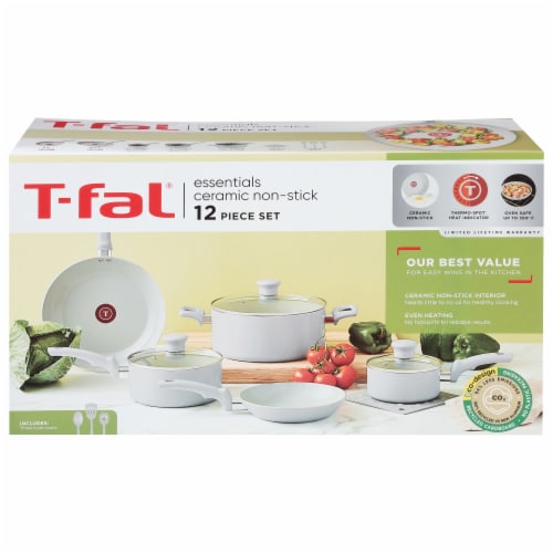 T-fal Essentials Cookware Set Ceramic - White Perspective: front