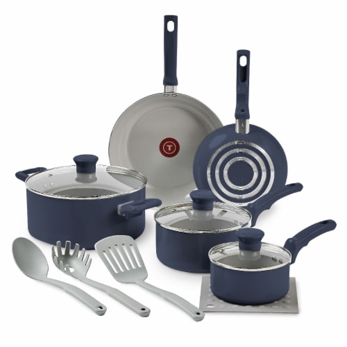 T-fal Essentials Cookware Set Ceramic - Blue Perspective: front