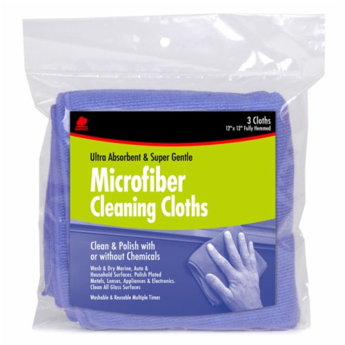 Buffalo™ Microfiber Cleaning Cloths - 3 Pack - Blue Perspective: front