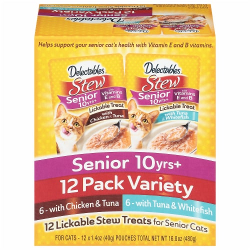 Delectables™ Senior 10yrs+ Lickable Stew Cat Treat Variety Pack Perspective: front