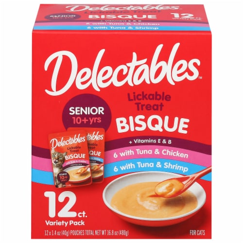 Delectables™ Senior Bisque Flavored Lickable Cat Treat Variety Pack Perspective: front