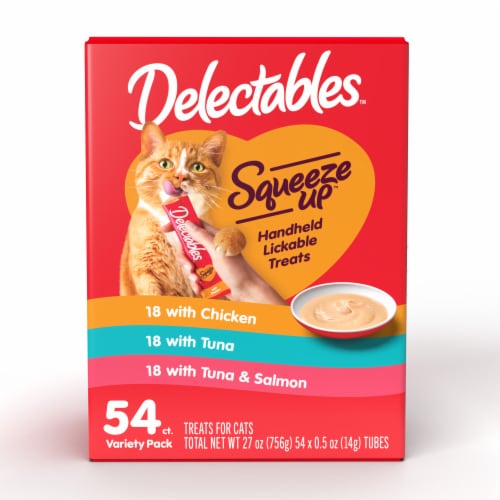 Delectables™ Squeeze Up™ Hand-held Lickable Wet Cat Treats Variety Pack Perspective: front