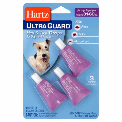 Hartz Ultra Guard Flea and Tick Drops for Dogs 31 60 Pounds 3 ct 0.14 fl oz QFC