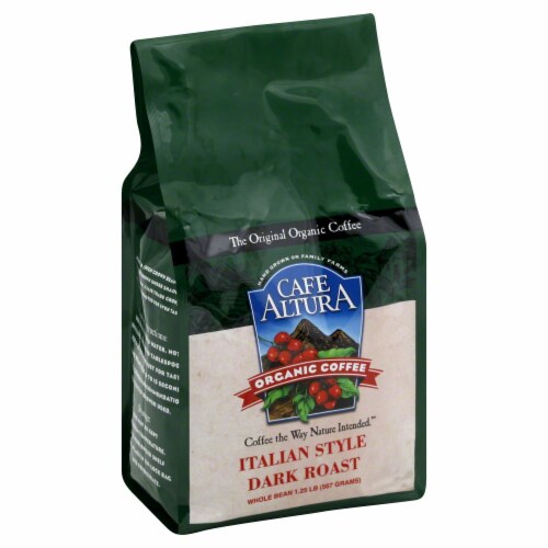 Cafe Altura Organic Italian Style Dark Roast Whole Bean Coffee Perspective: front