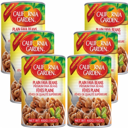 California Garden - Premium, Plain Fava Beans 450g (6 Cans) Perspective: front
