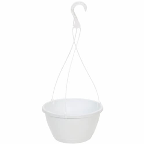 Myers 10 In. Polypropylene White Hanging Plant Basket HSI10008A10 Perspective: front