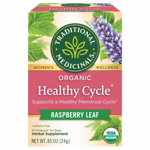 Traditional Medicinals® Healthy Cycle® Naturally Caffeine Free Herbal Tea Perspective: front