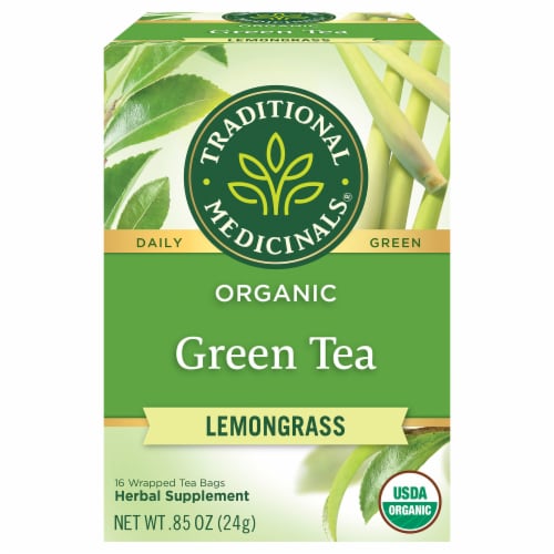 Traditional Medicinals Organic Golden Green Tea Bags Perspective: front