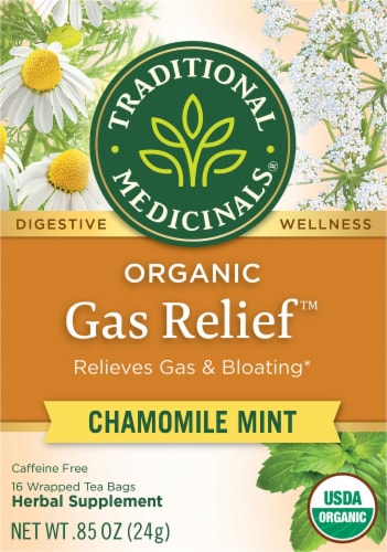 Traditional Medicinals Chamomile Mint Organic Gas Relief Herbal Tea Perspective: front