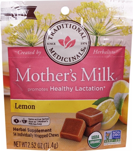 Traditional Medicinals Mother's Milk Organic Lemon Flavor Chews Perspective: front
