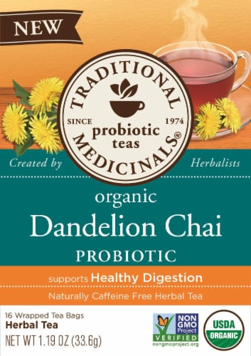 Traditional Medicinals® Organic Dandelion Chai Probiotic Tea Bags Perspective: front