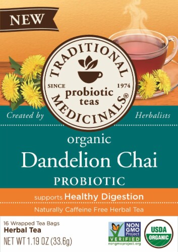 Traditional Medicinals® Organic Dandelion Chai Probiotic Tea Bags Perspective: front